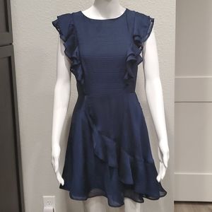 Women's stripped ruffle dress